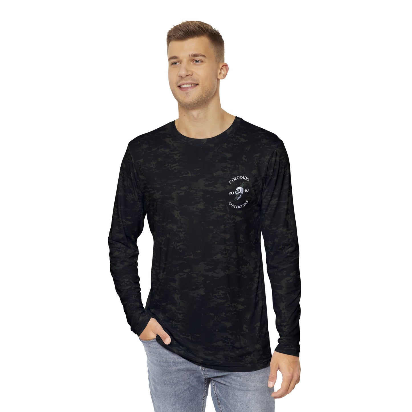 CGF Black Multicam Men's Long Sleeve Shirt (AOP)