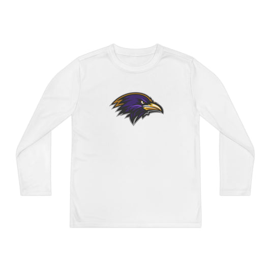 Youth Long Sleeve Tee — Purple Raven Mascot Team Shirt