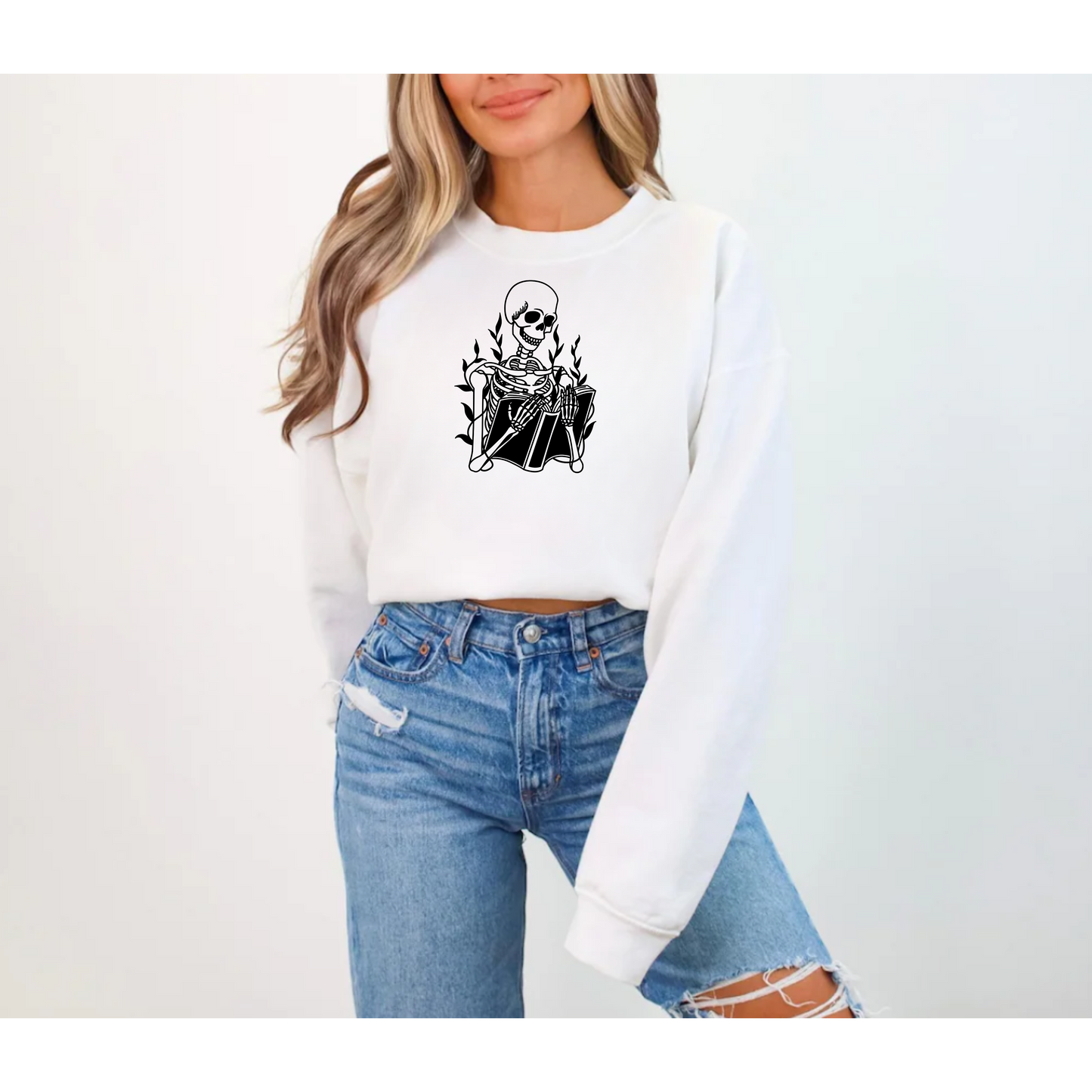 Halloween Skeleton Sweatshirt | Skeleton Gift | Dr Skeleton Gift | Halloween Book Reader