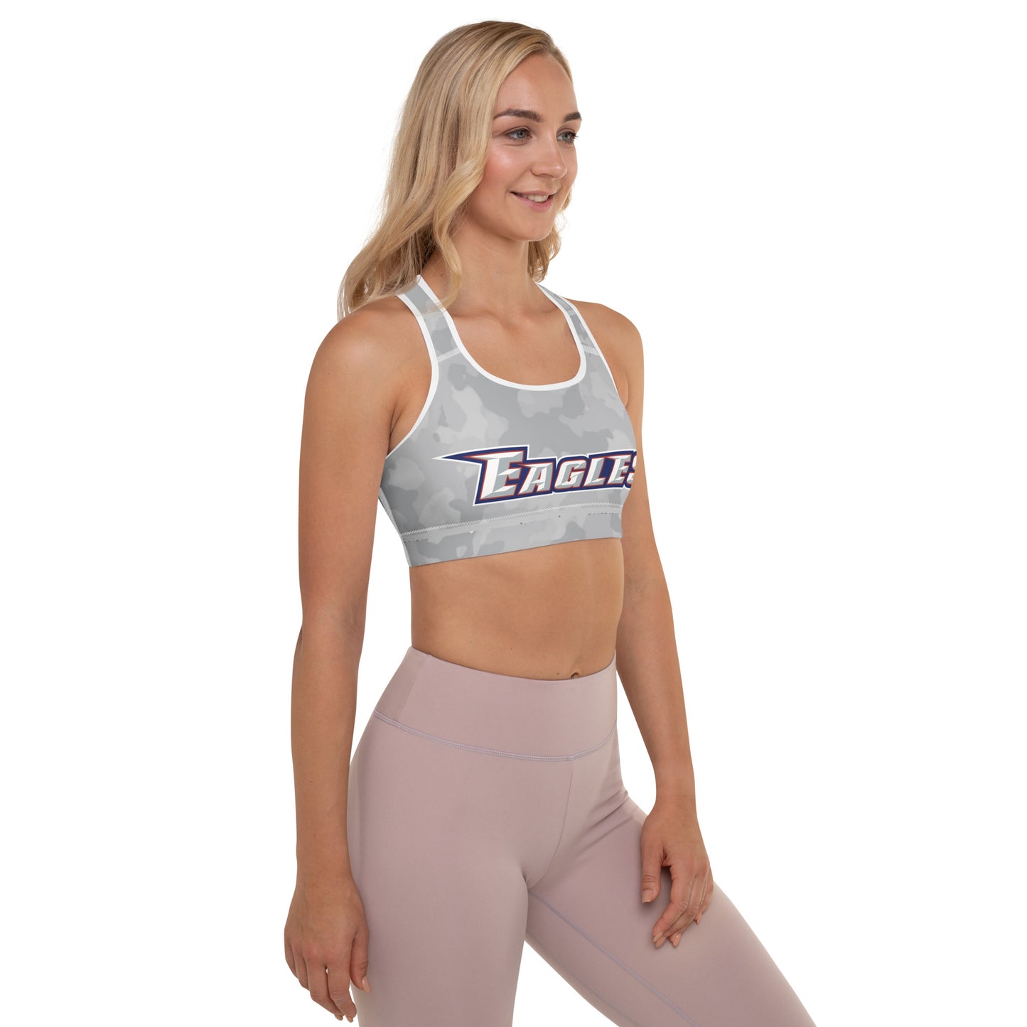 NTCC | Eagles White and Gray Camp | Padded Sports Bra