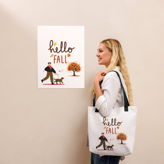 Hello Fall | Fall Tote Bag | Fall Dog Bag | Hello Fall Tote | Fall Gift Bag | Fall Dog Gift Bag | Dog Gift Bag