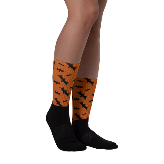 Bat Socks | Halloween Socks | Orange and Black Socks | Fun Socks | Fun Halloween Socks